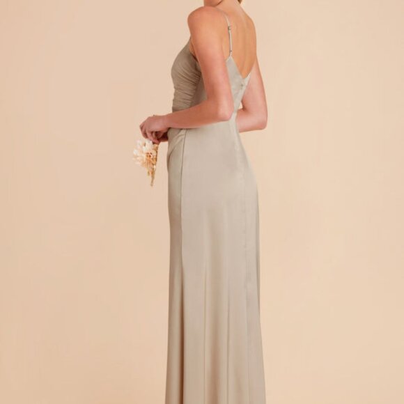 NEW Birdy Grey Catherine Matte Satin Dress in Neutral Champagne (Size Medium) - Picture 3 of 6